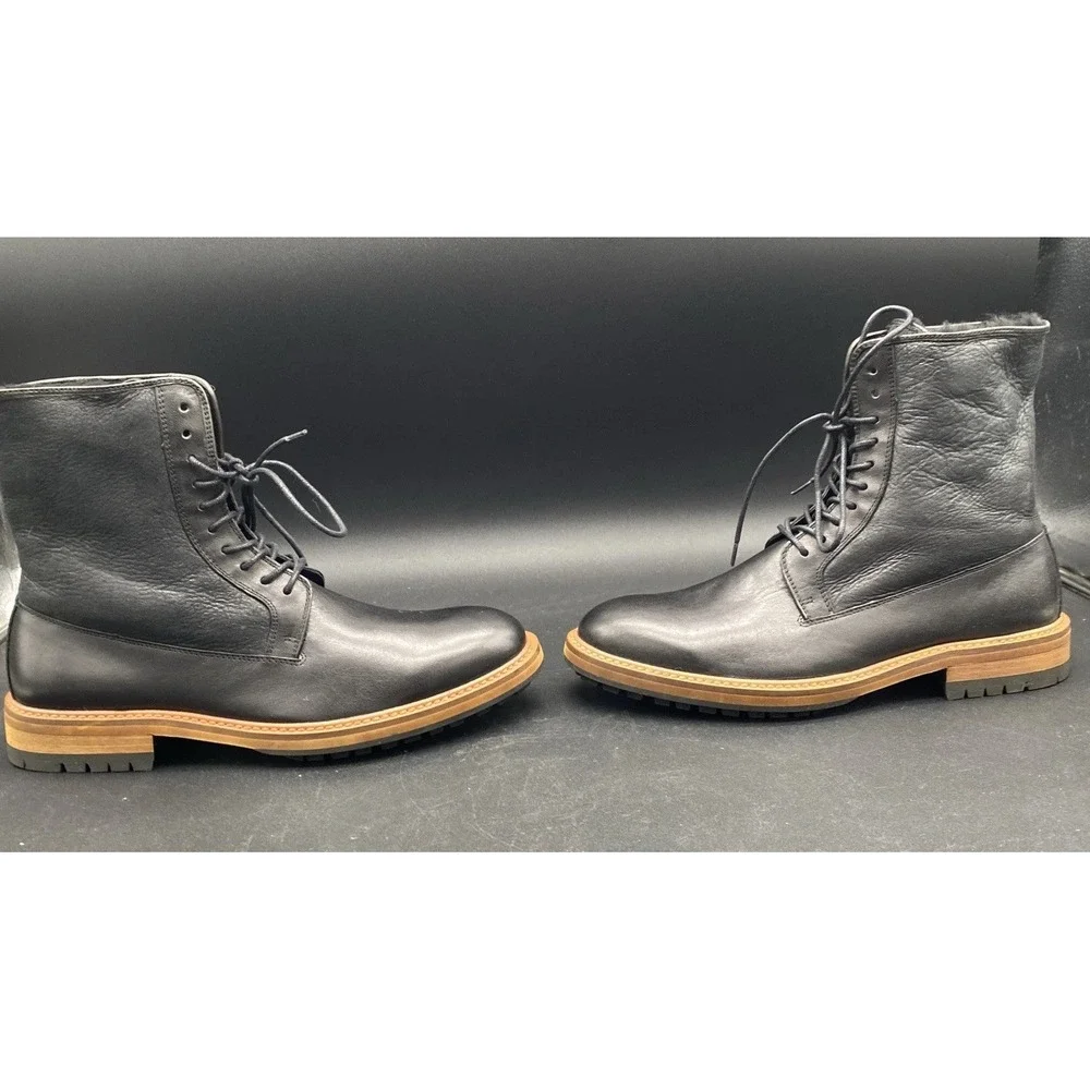 Aldo Scibelli‎ Men's Black Leather Lace-Up Boots US 9.5 New No Box